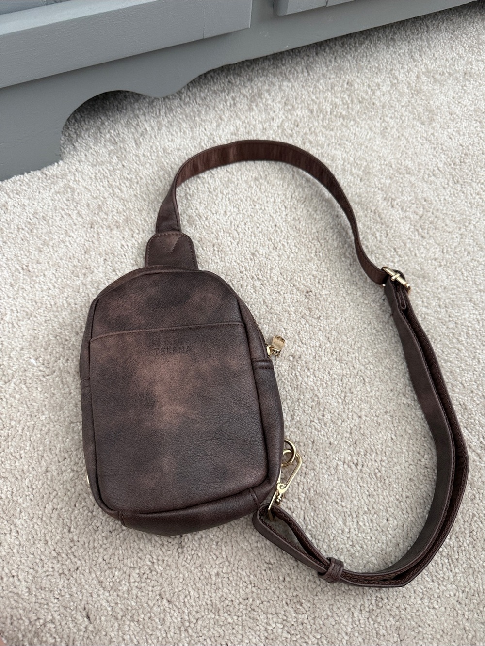 Brown Leather Crossbody Sling Bag for Men